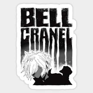 Bell Cranel Minimalist with Cool Black Typography from Danmachi Anime Sticker